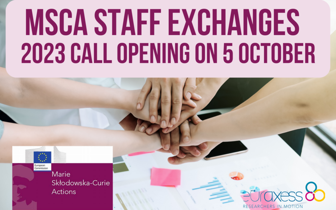 Research and innovation projects through mobility – MSCA Staff Exchanges Call opening on 5 October