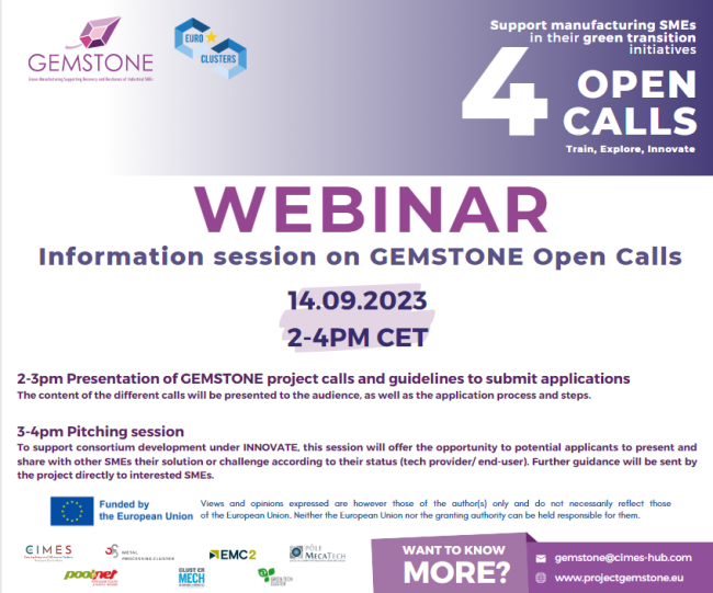 Webinar – Information session on GEMSTONE Open Calls , 14/09/2023