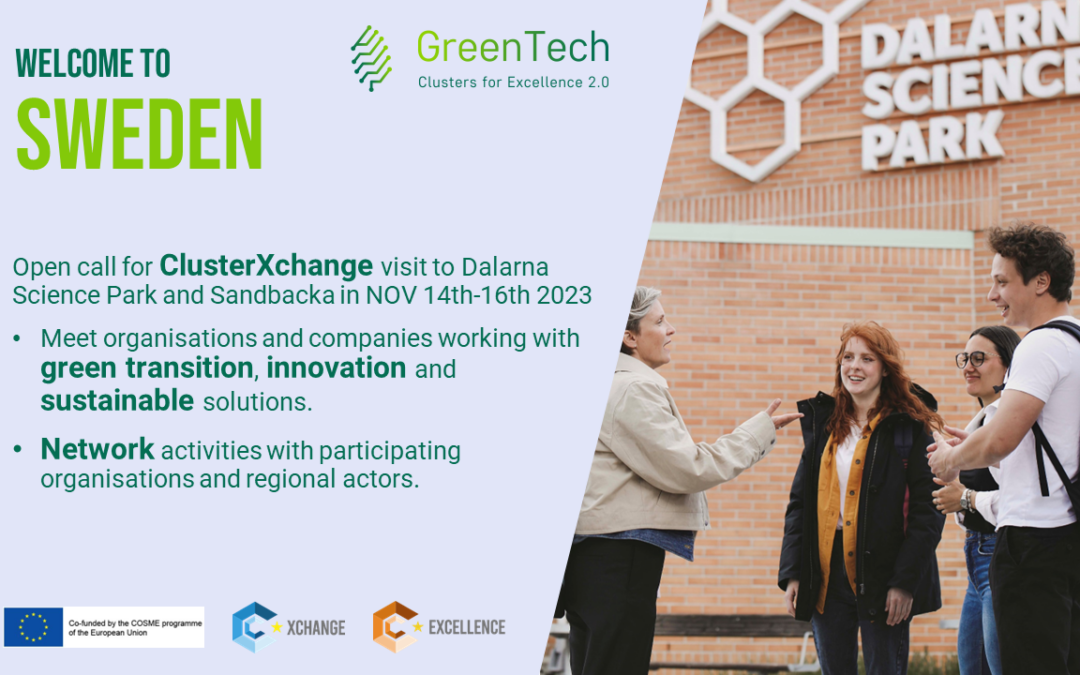 2nd OPEN CALL – ClusterXchange visit in Sweden 14th-16th November, 2023