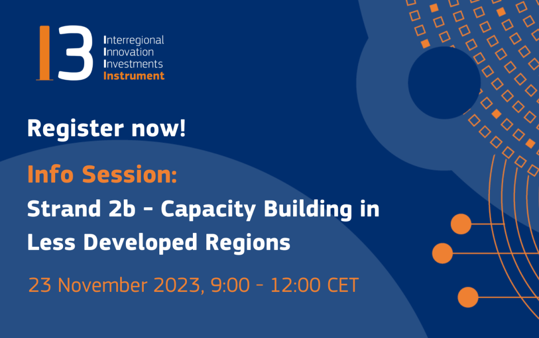 Online Info Session on the I3 Instrument Call “Strand 2b Capacity Building in Less Developed Regions” – 23 November 2023