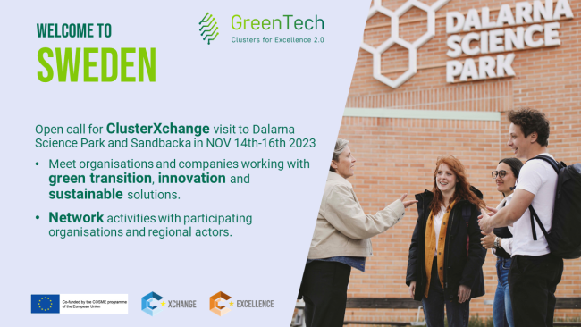 2nd OPEN CALL – Cluster Xchange visit in Sweden 14th-16th November, 2023