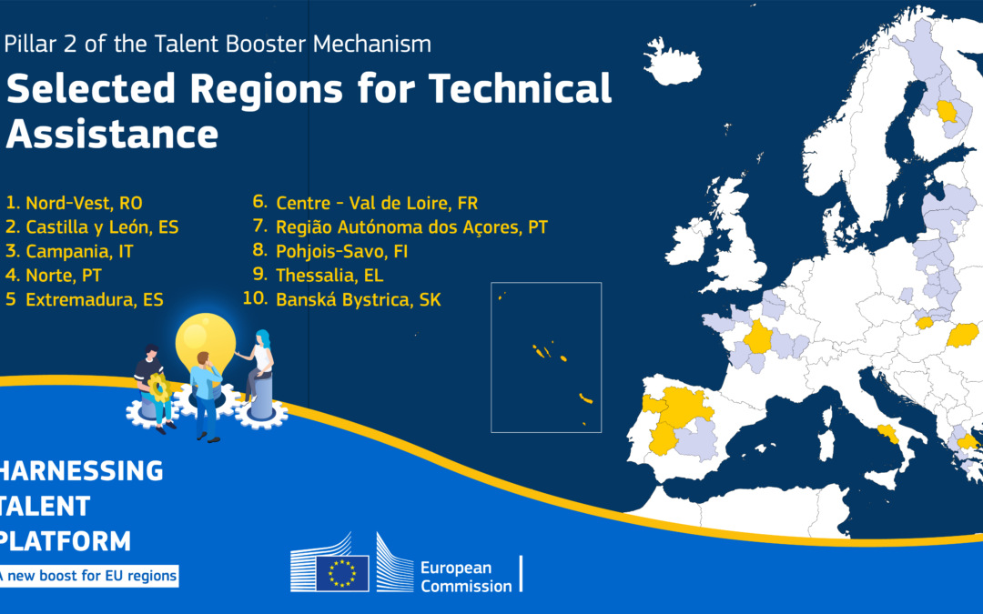 10 EU regions selected as part of Pillar 2 of the Talent Booster Mechanism to help alleviate the effects of demographic change